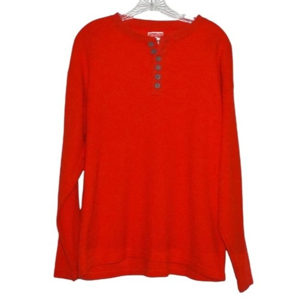Marlboro Shirt, Red Ribbed Henley, Thermal Long Sleeve Shirt, Size Adult's M, Un